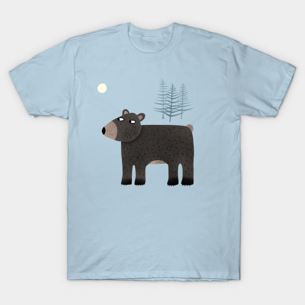 The Bear, the Trees and the Moon T-Shirt by NicSquirrell